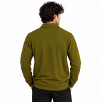 Olive Jacquard Quarter-Zip Full Sleeve Tee | Relaxed Fit