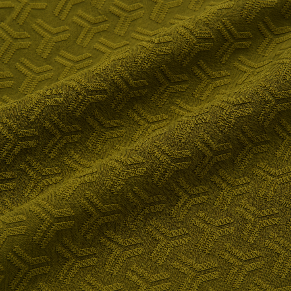 Olive Jacquard Quarter-Zip Full Sleeve Tee | Relaxed Fit