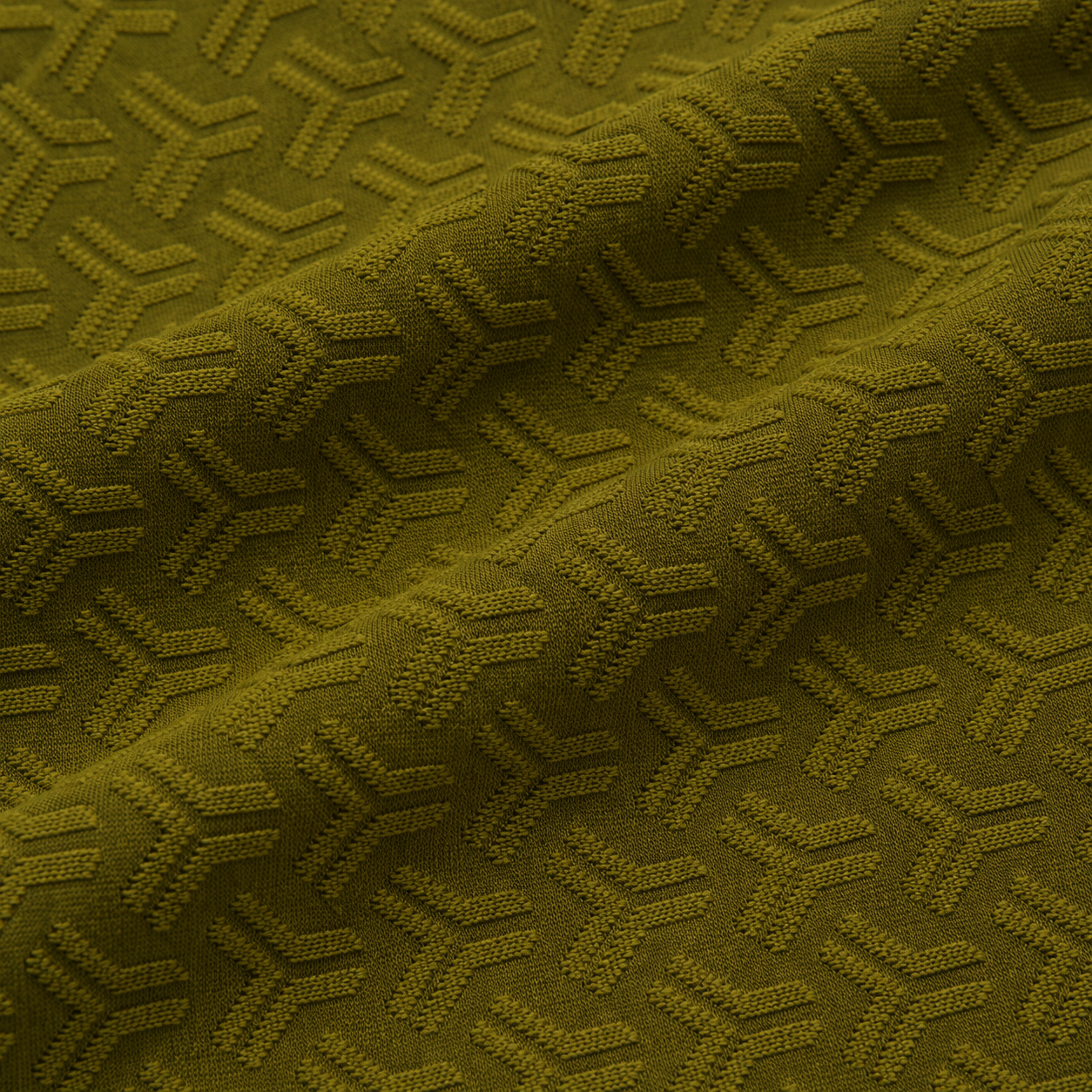 Olive Jacquard Quarter-Zip Full Sleeve Tee | Relaxed Fit