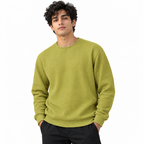 Olive Lime Green Waffle Textured Crewneck Sweatshirt – Unisex