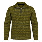 Olive Mustard & Black Geometric Half-Zip Polo Sweatshirt – Unisex