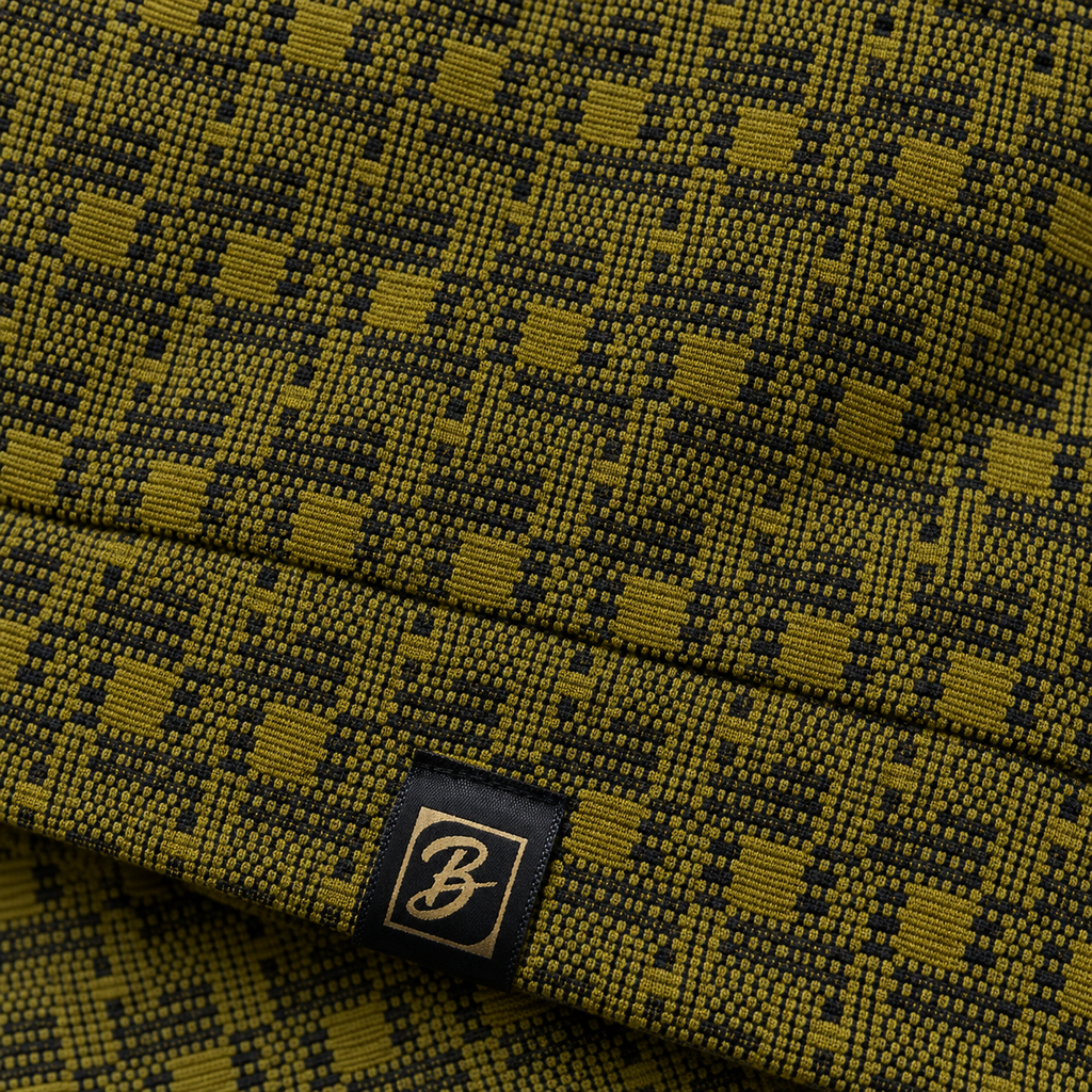 Olive Mustard & Black Geometric Half-Zip Polo Sweatshirt – Unisex