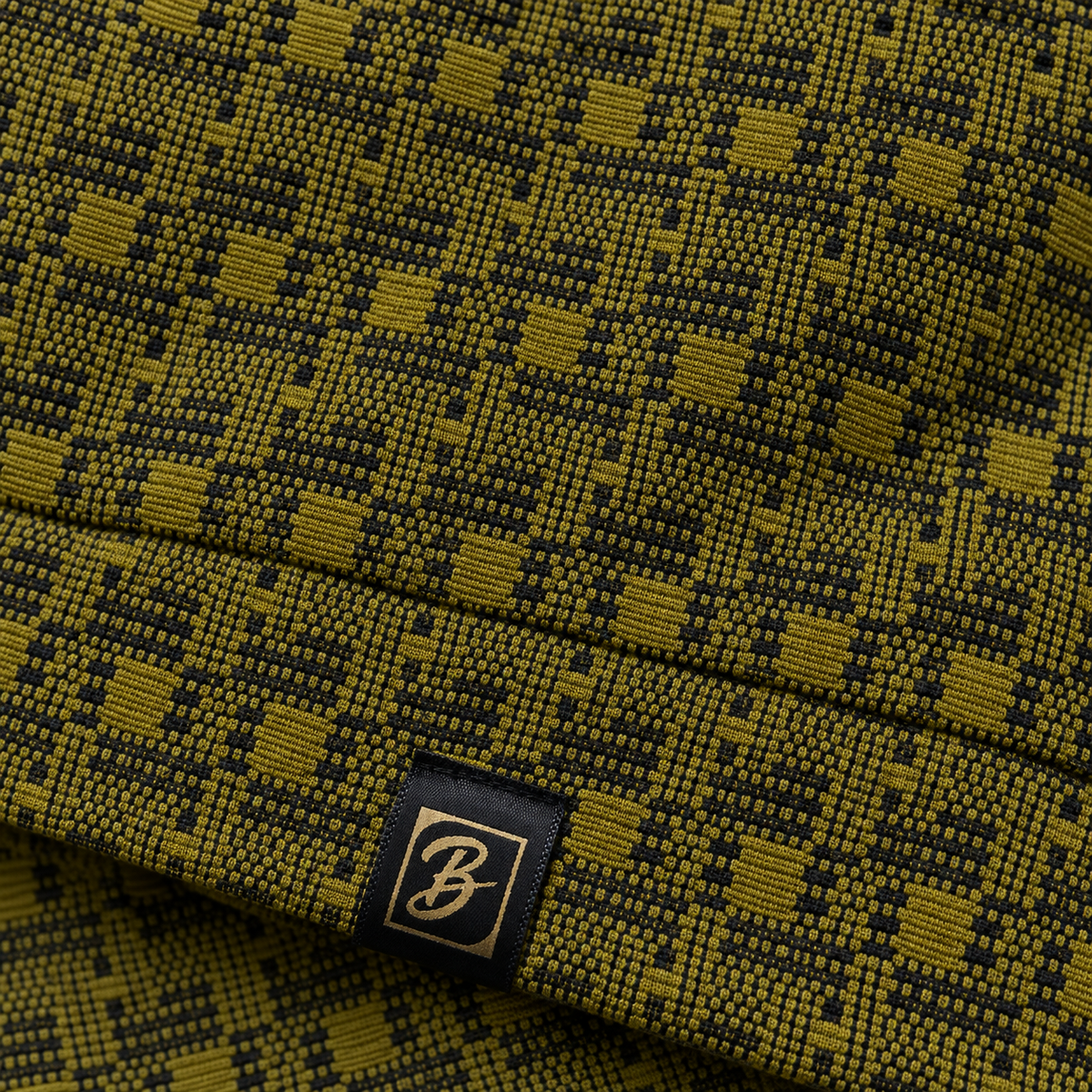 Olive Mustard & Black Geometric Half-Zip Polo Sweatshirt – Unisex