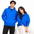 Royal Blue Basket-Weave Textured Pullover Hoodie – Unisex