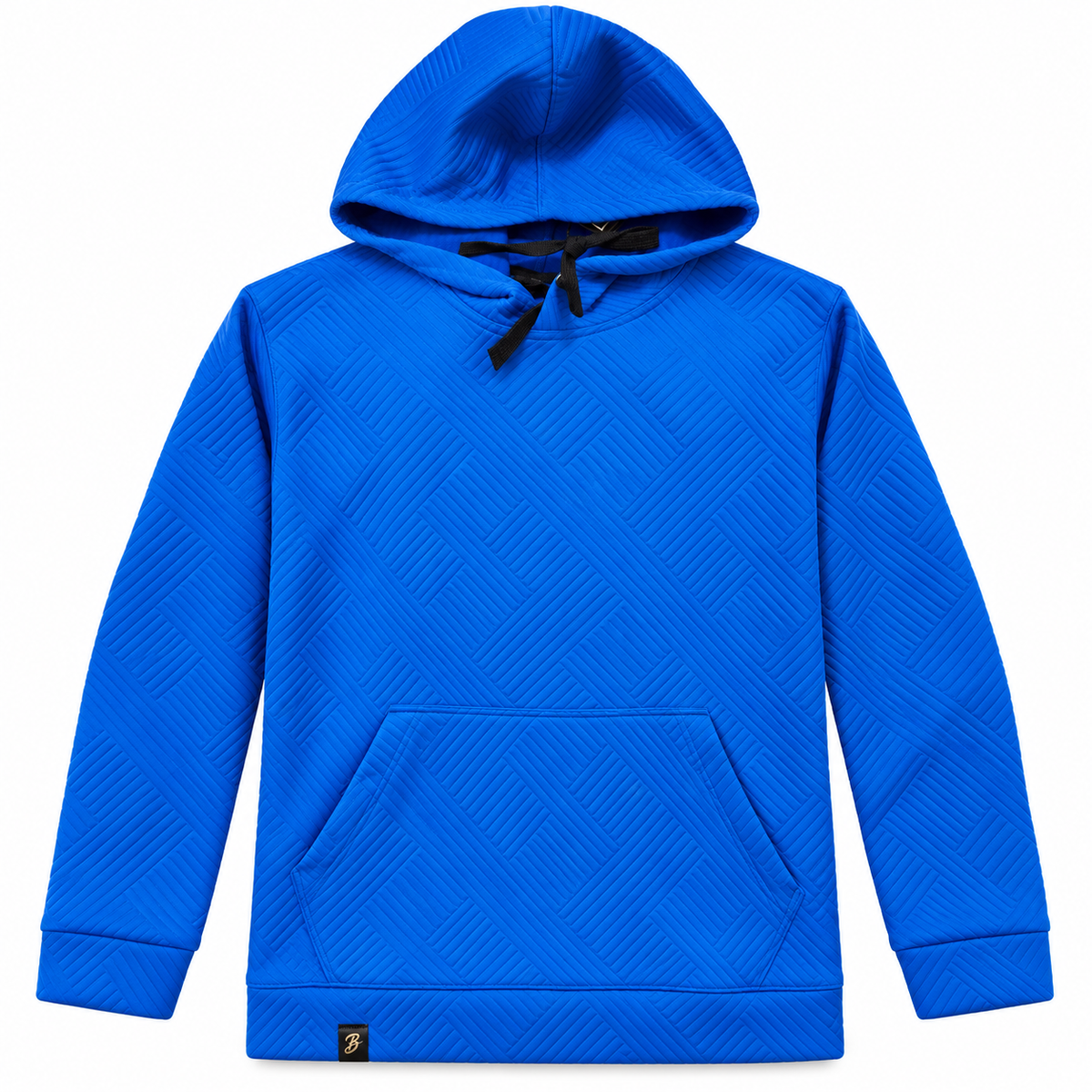 Royal Blue Basket-Weave Textured Pullover Hoodie – Unisex