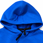 Royal Blue Basket-Weave Textured Pullover Hoodie – Unisex