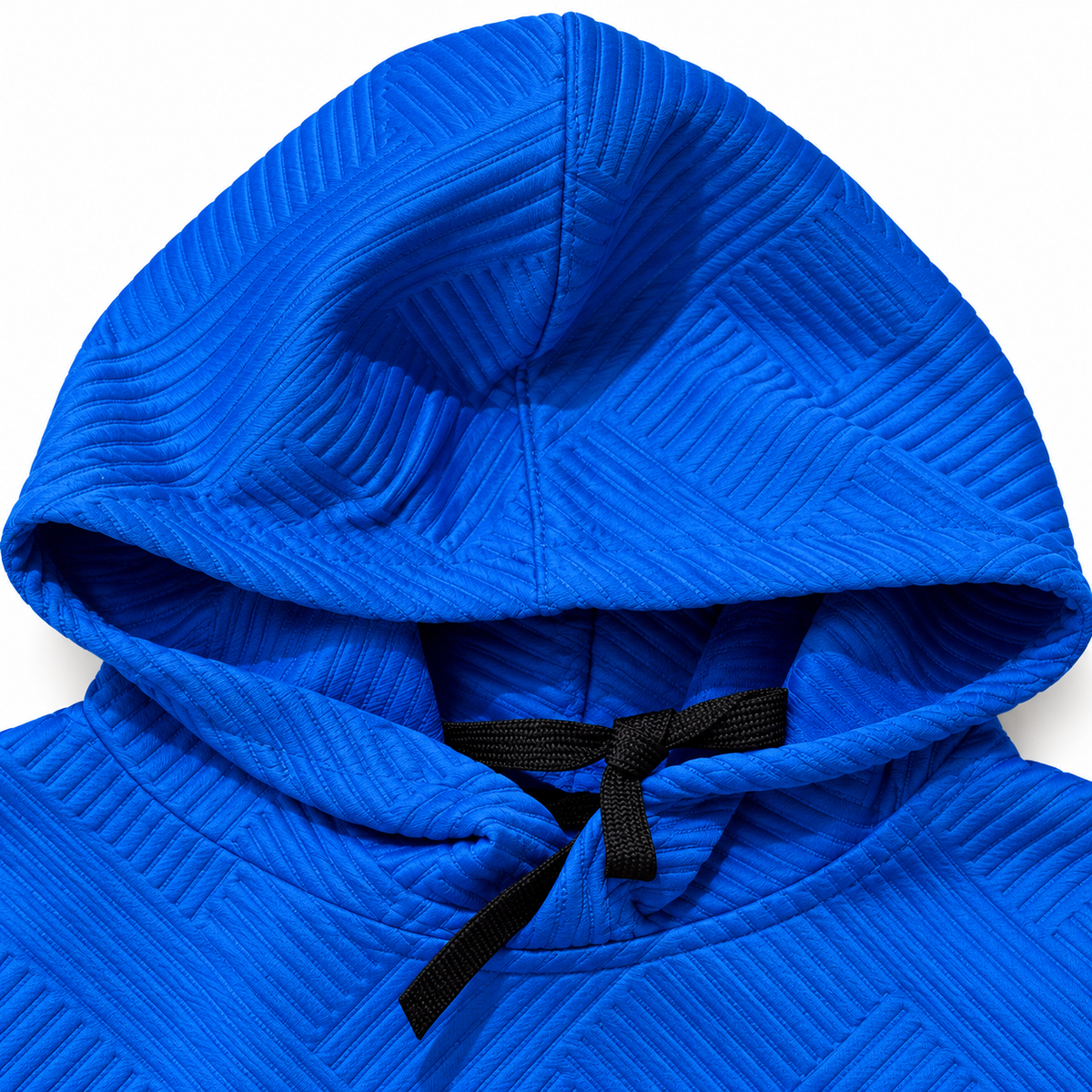 Royal Blue Basket-Weave Textured Pullover Hoodie – Unisex