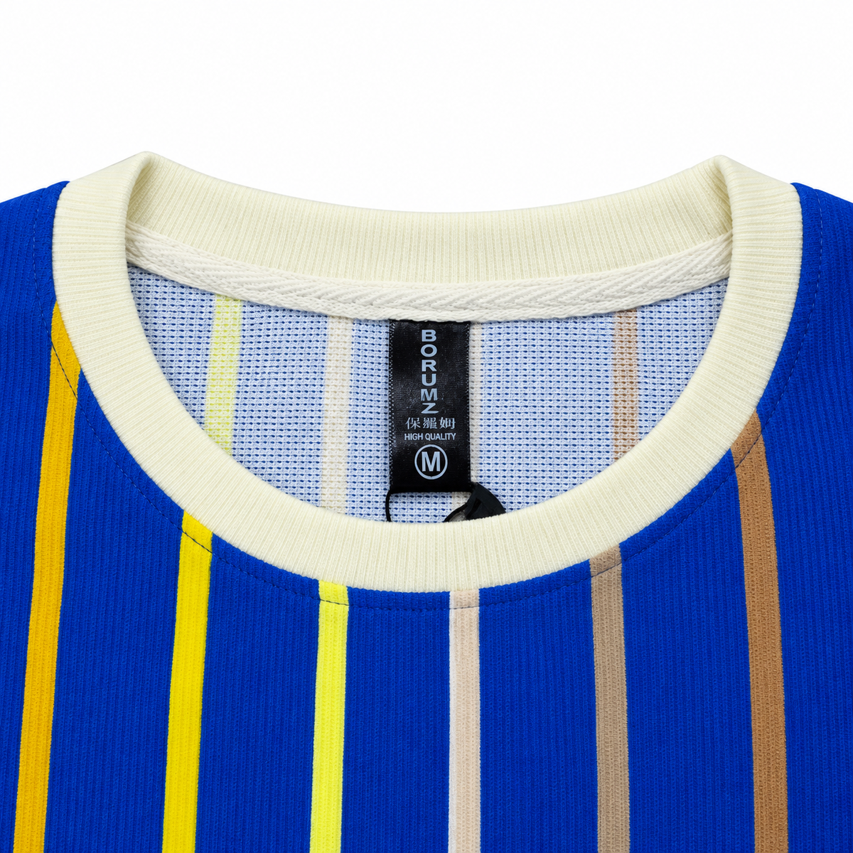 Royal Blue Multicolor Striped Crewneck Sweatshirt – Unisex