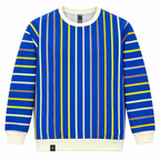 Royal Blue Multicolor Striped Crewneck Sweatshirt – Unisex