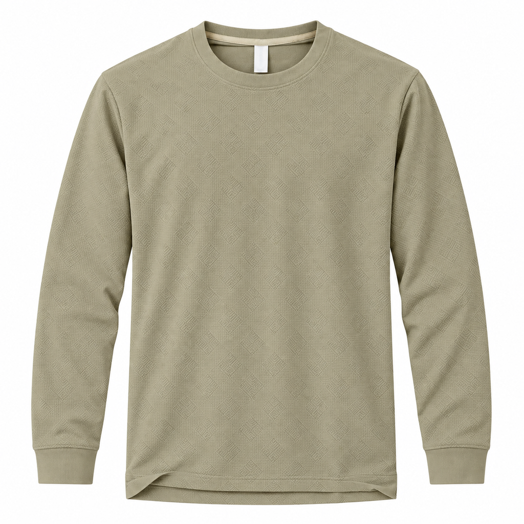 Sage Khaki Geometric Textured Crewneck Sweatshirt – Unisex