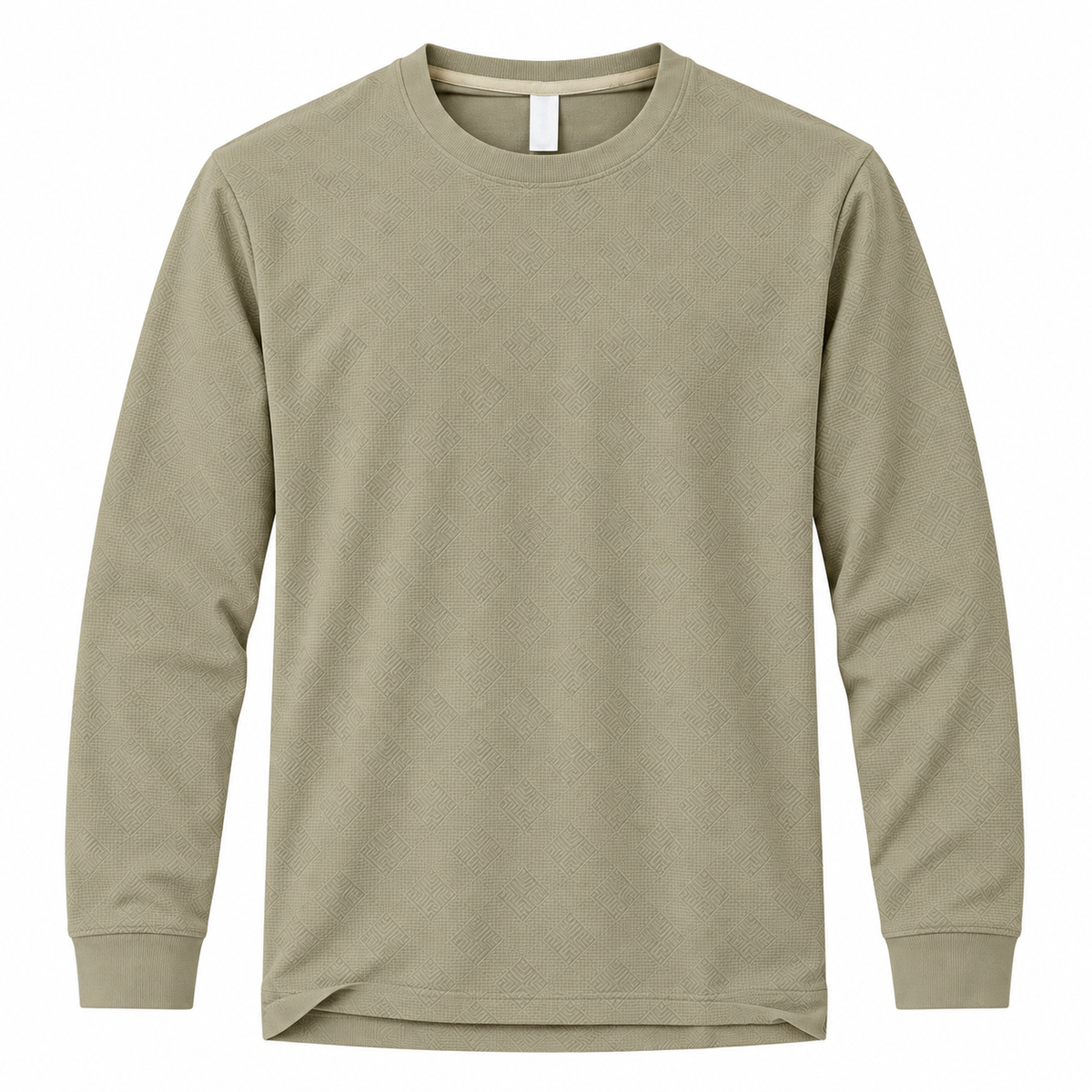 Sage Khaki Geometric Textured Crewneck Sweatshirt – Unisex