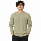 Sage Khaki Geometric Textured Crewneck Sweatshirt – Unisex