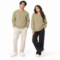 Sage Khaki Geometric Textured Crewneck Sweatshirt – Unisex
