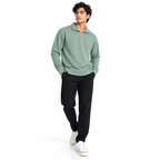 Sage Green Jacquard Quarter-Zip Full Sleeve Tee | Relaxed Fit