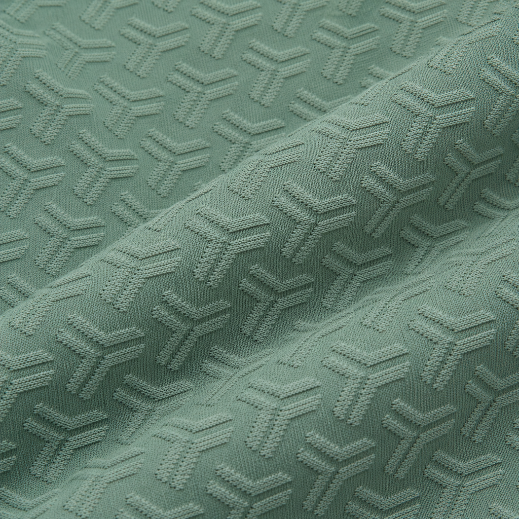 Sage Green Jacquard Quarter-Zip Full Sleeve Tee | Relaxed Fit