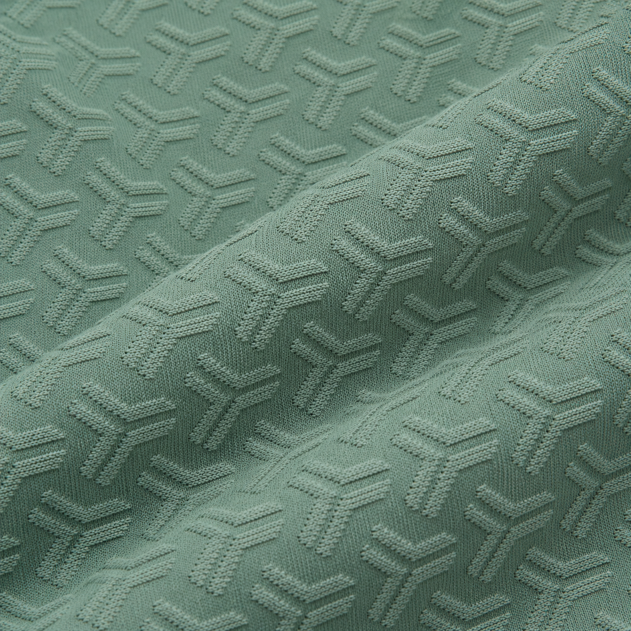 Sage Green Jacquard Quarter-Zip Full Sleeve Tee | Relaxed Fit