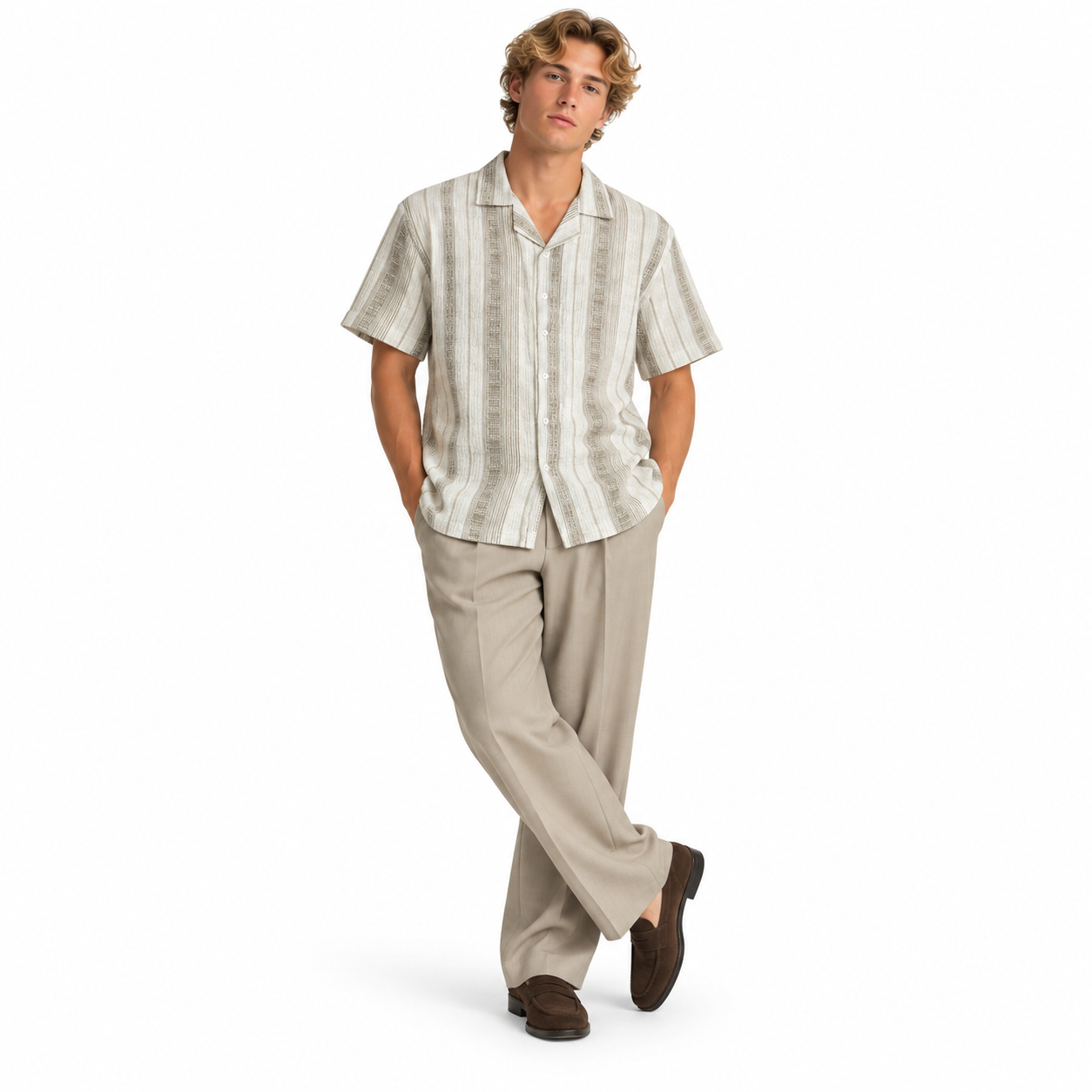 Sandstone Beige Heritage Cuban Shirt | Boxy Fit
