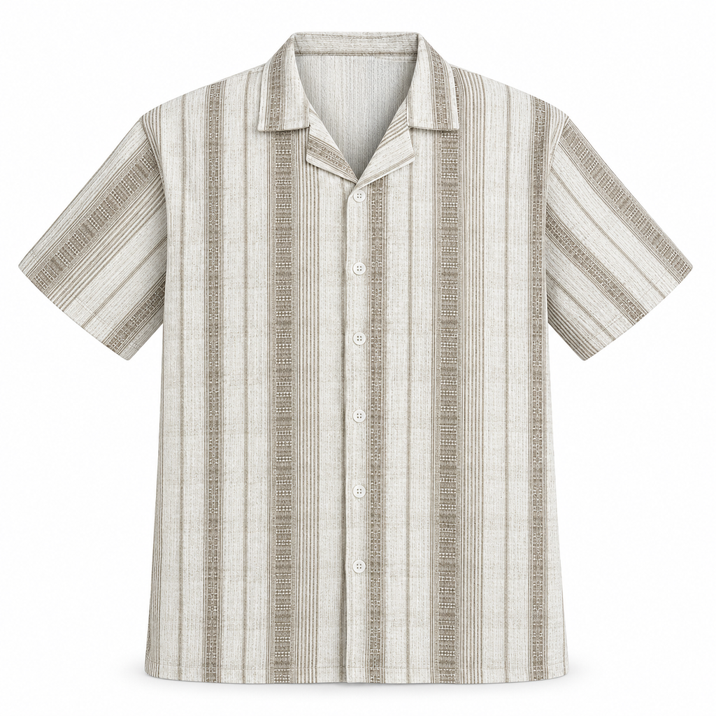 Sandstone Beige Heritage Cuban Shirt | Boxy Fit