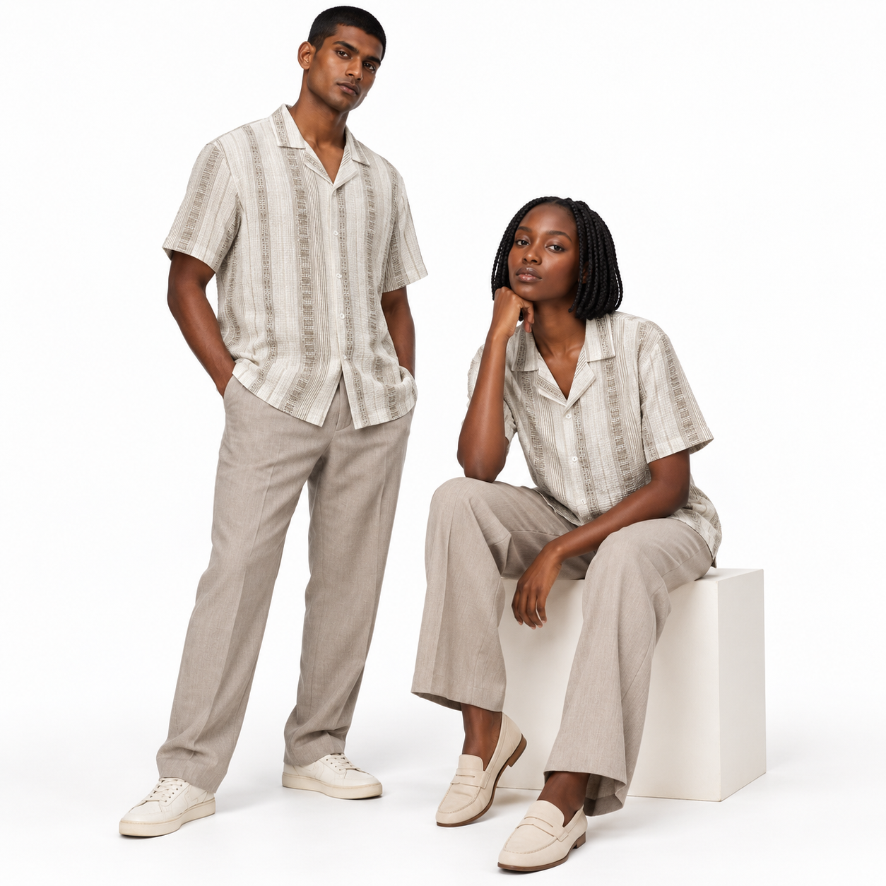 Sandstone Beige Heritage Cuban Shirt | Boxy Fit