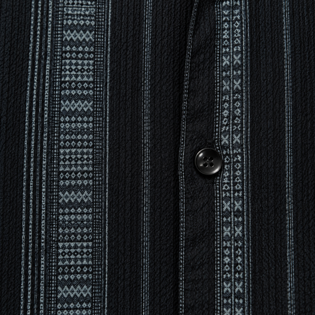 Sandstone Black Heritage Cuban Shirt | Boxy Fit