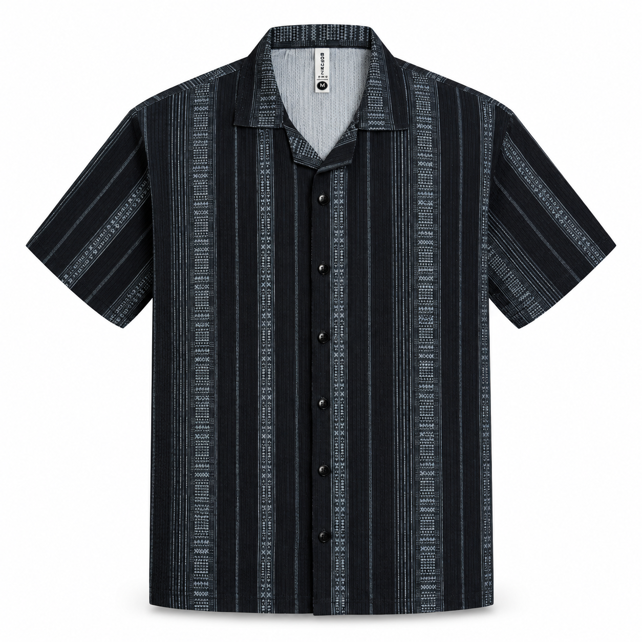 Sandstone Black Heritage Cuban Shirt | Boxy Fit