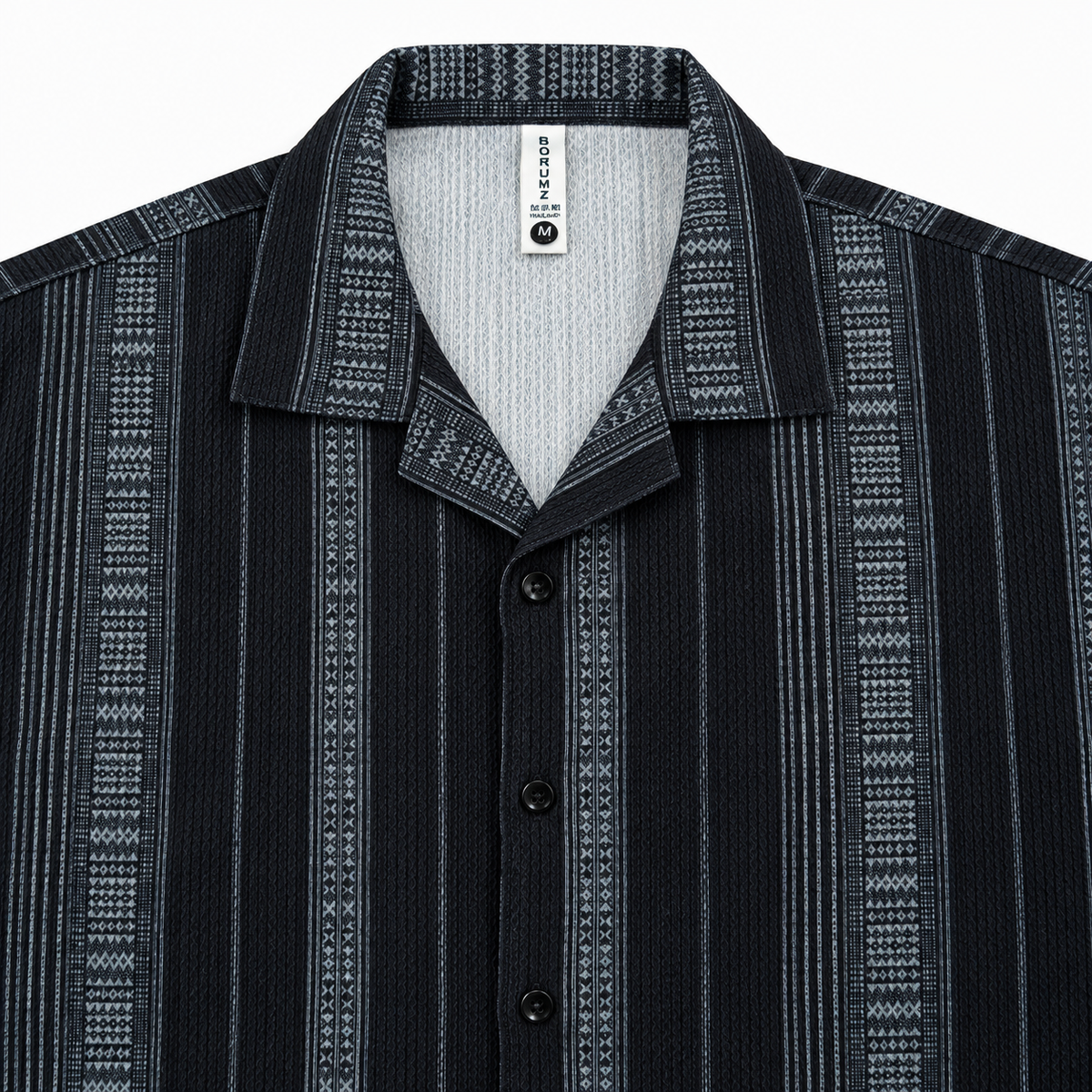 Sandstone Black Heritage Cuban Shirt | Boxy Fit