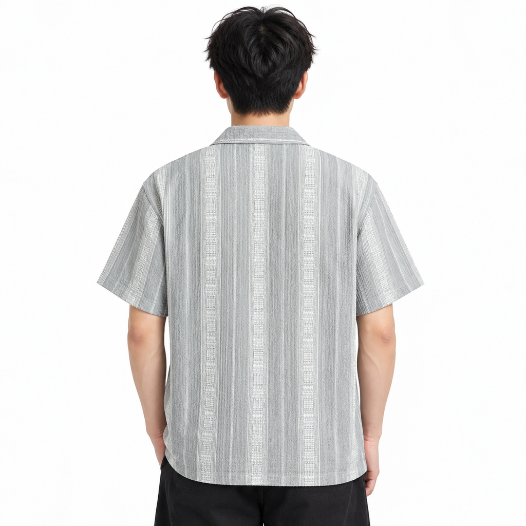 Sandstone Grey Heritage Cuban Shirt | Boxy Fit
