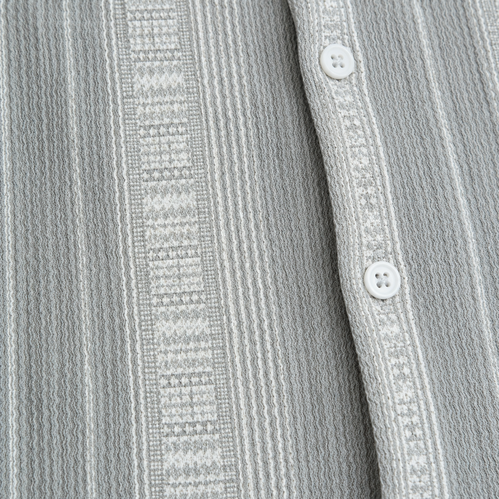 Sandstone Grey Heritage Cuban Shirt | Boxy Fit