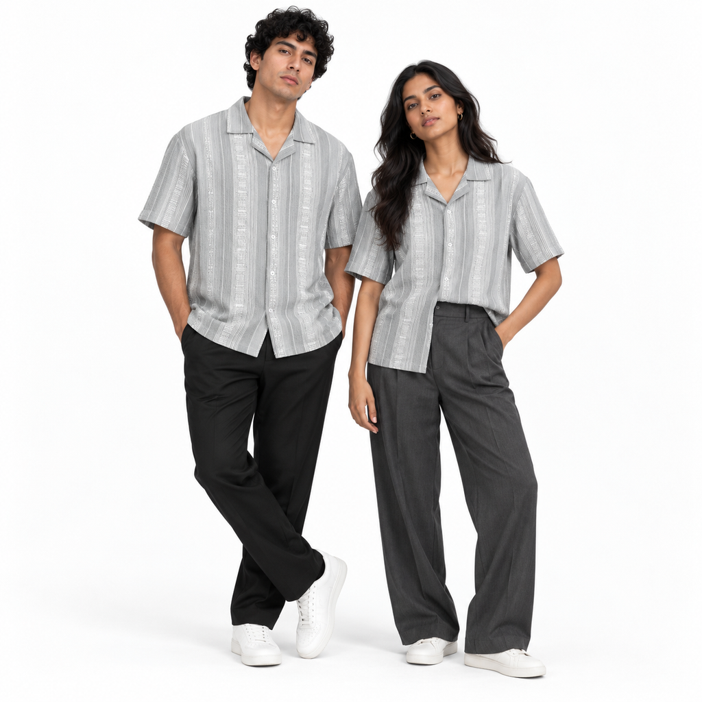 Sandstone Grey Heritage Cuban Shirt | Boxy Fit