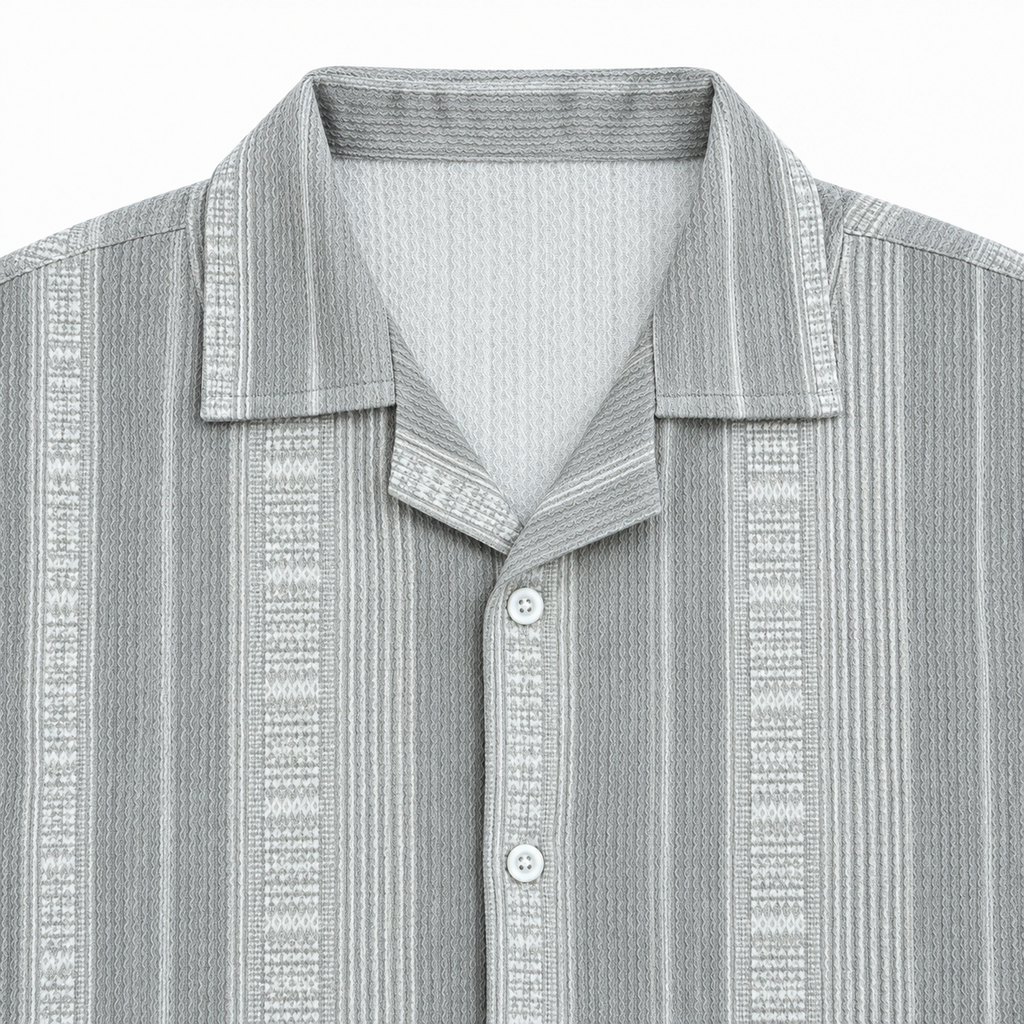 Sandstone Grey Heritage Cuban Shirt | Boxy Fit