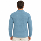 Sky Blue Cable-Jacquard Quarter-Zip Polo Tee | Relaxed Fit