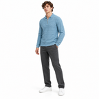 Sky Blue Cable-Jacquard Quarter-Zip Polo Tee | Relaxed Fit