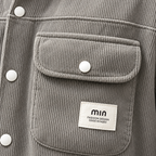 Corduroy Boxy Fit Double Pocket Shirt – Stone Grey