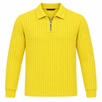 Sunshine Yellow Ribbed Quarter-Zip Polo Tee | Smart Fit