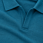 Teal Blue Textured Dry-Fit Polo Shirt – Unisex Long Sleeve