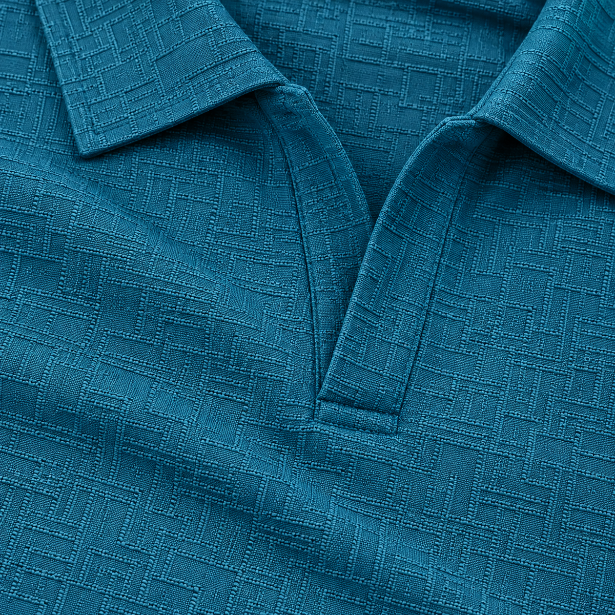 Teal Blue Textured Dry-Fit Polo Shirt – Unisex Long Sleeve