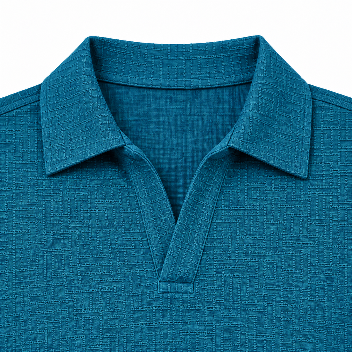 Teal Blue Textured Dry-Fit Polo Shirt – Unisex Long Sleeve