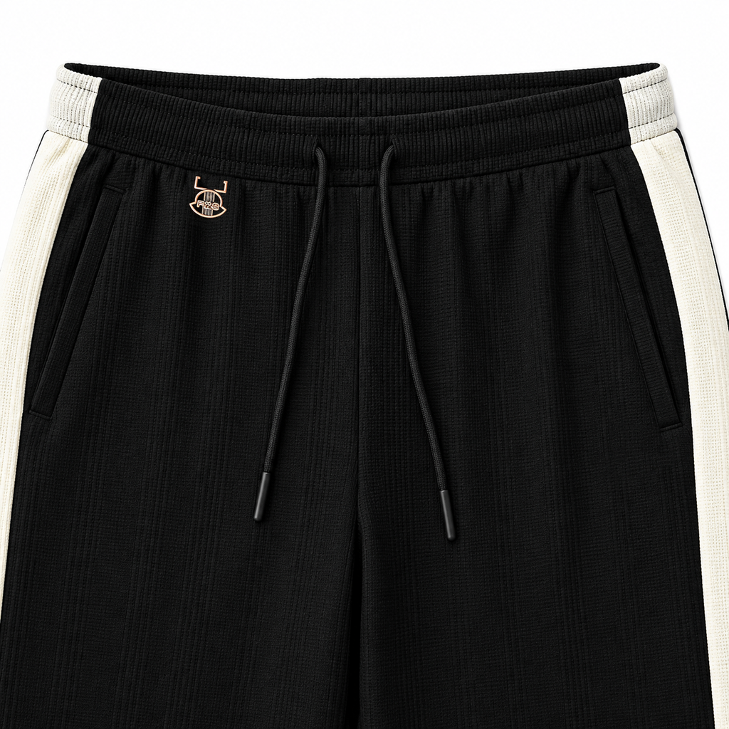 Textured Wide-Leg Track Pantt – Black