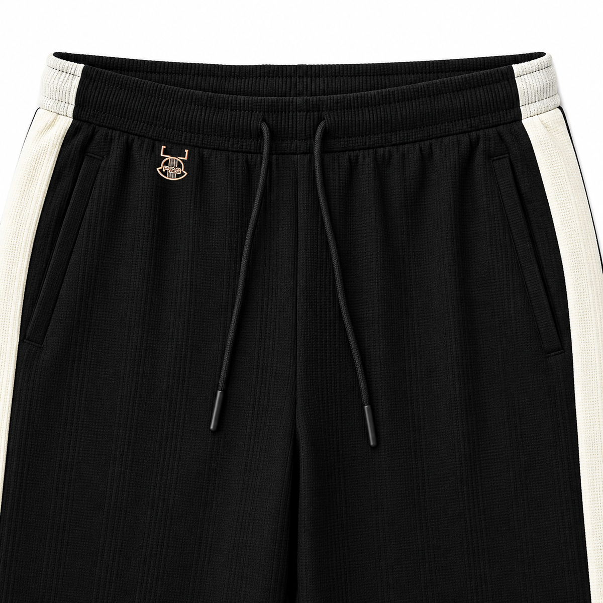 Textured Wide-Leg Track Pantt – Black
