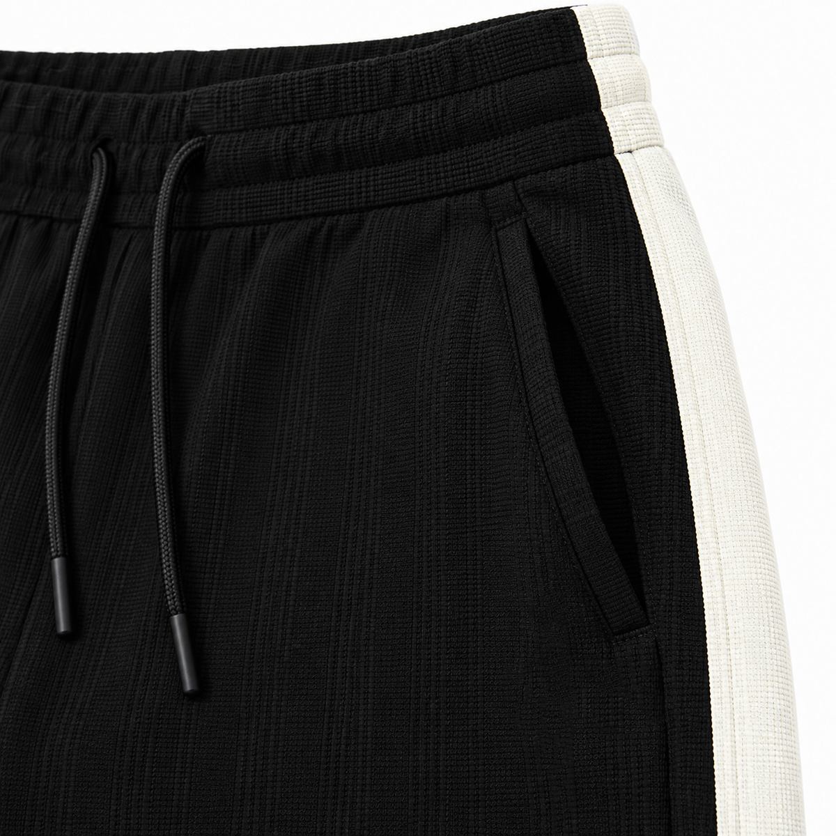 Textured Wide-Leg Track Pantt – Black