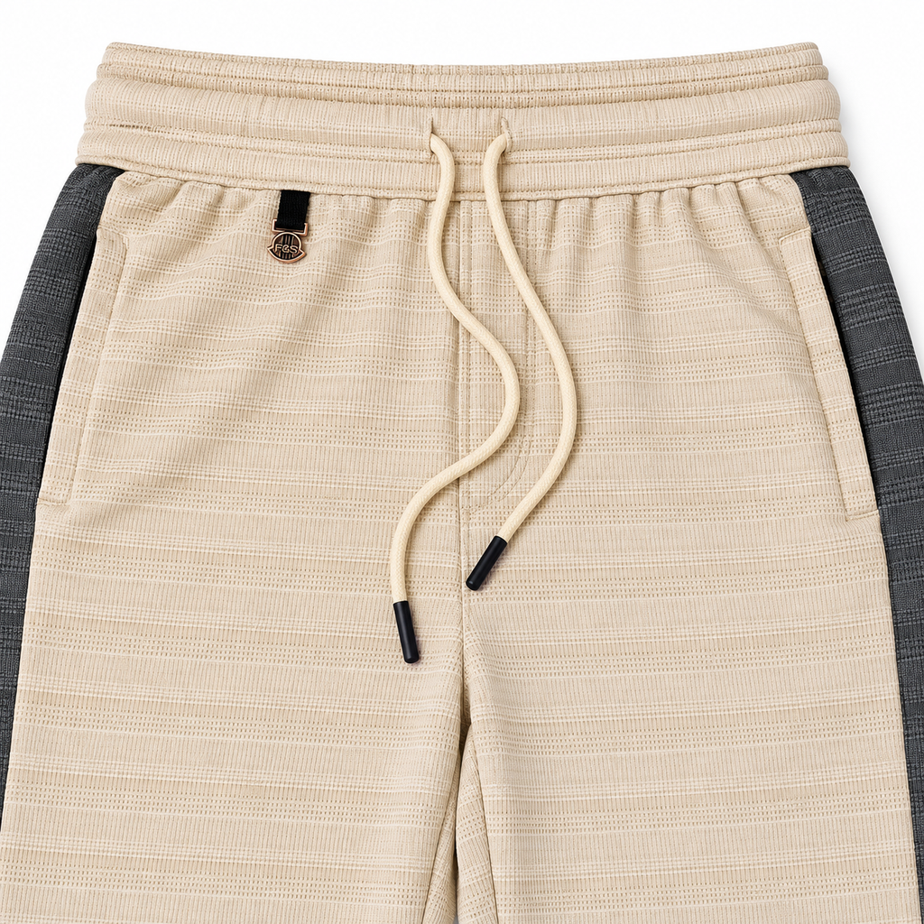 Textured Wide-Leg Track Pantt – Cream