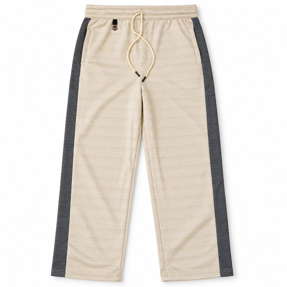 Textured Wide-Leg Track Pantt – Cream