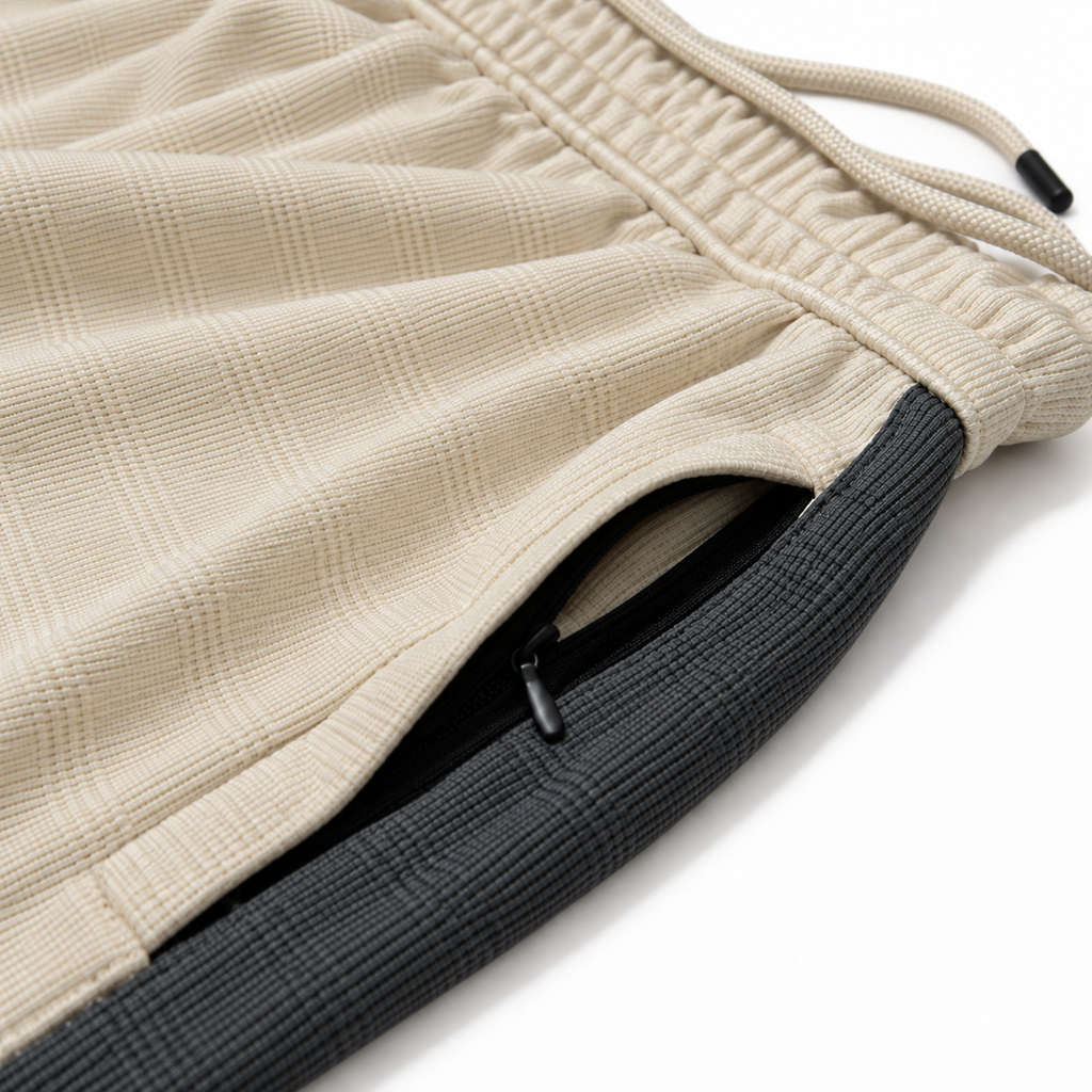Textured Wide-Leg Track Pantt – Cream