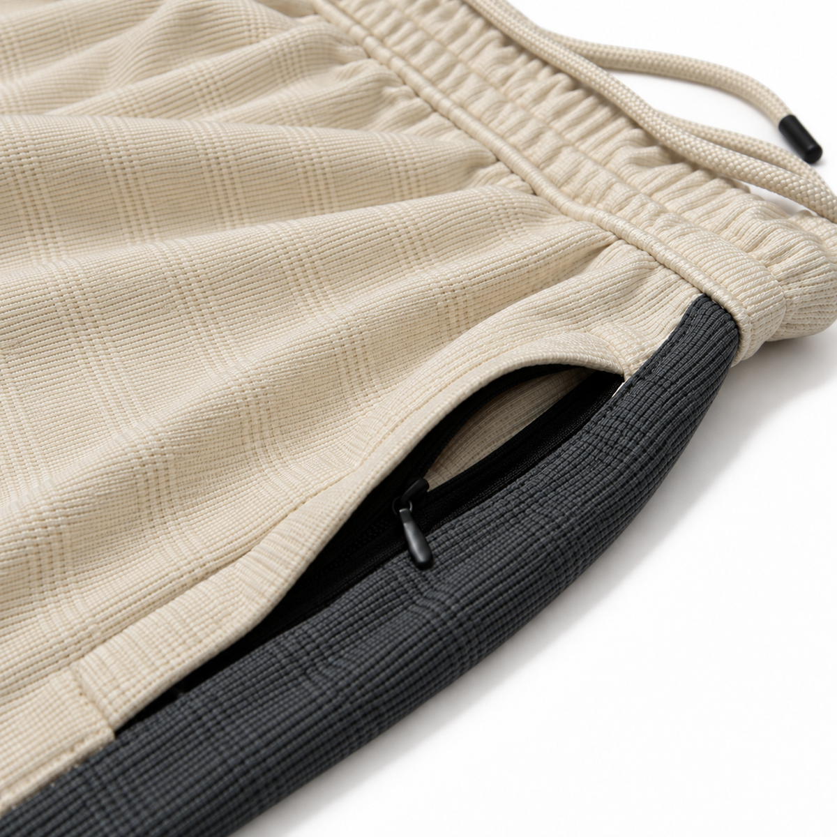 Textured Wide-Leg Track Pantt – Cream