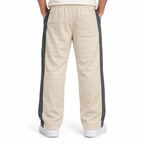 Textured Wide-Leg Track Pantt – Cream