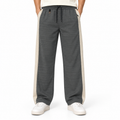 Textured Wide-Leg Track Pantt – Grey
