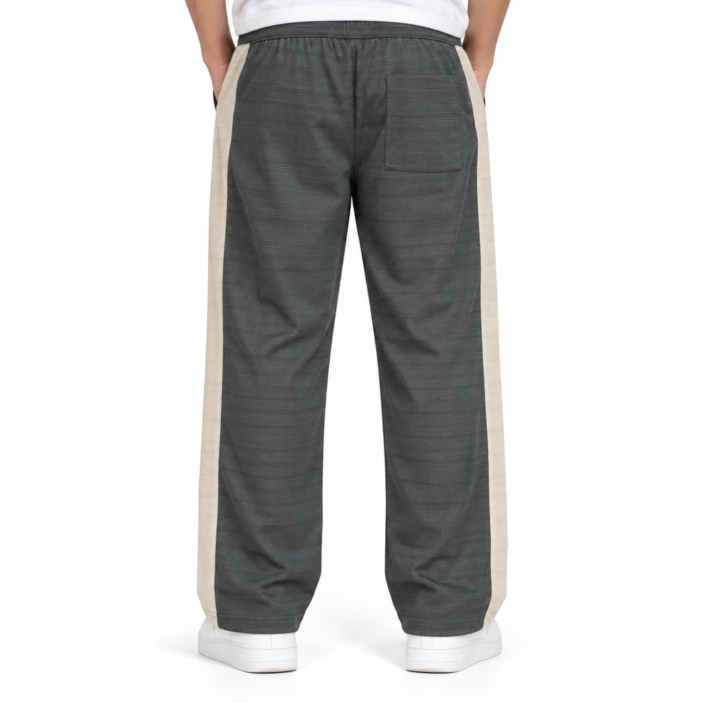 Textured Wide-Leg Track Pantt – Grey