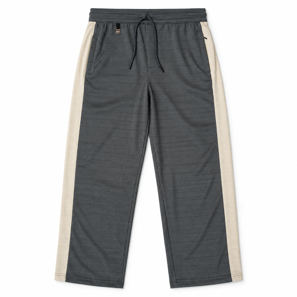 Textured Wide-Leg Track Pantt – Grey
