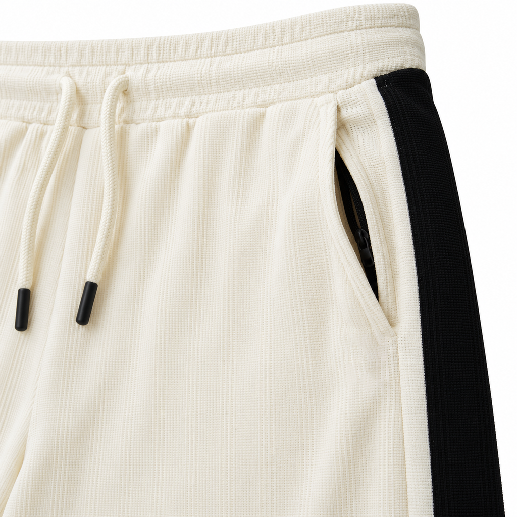 Textured Wide-Leg Track Pantt – Off white