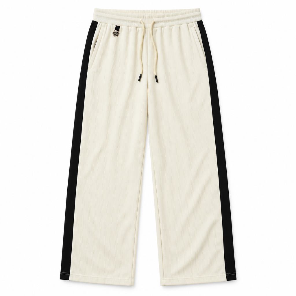 Textured Wide-Leg Track Pantt – Off white